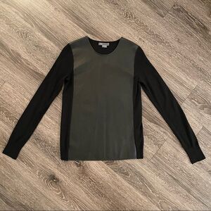 Vince lamb leather panel long sleeve